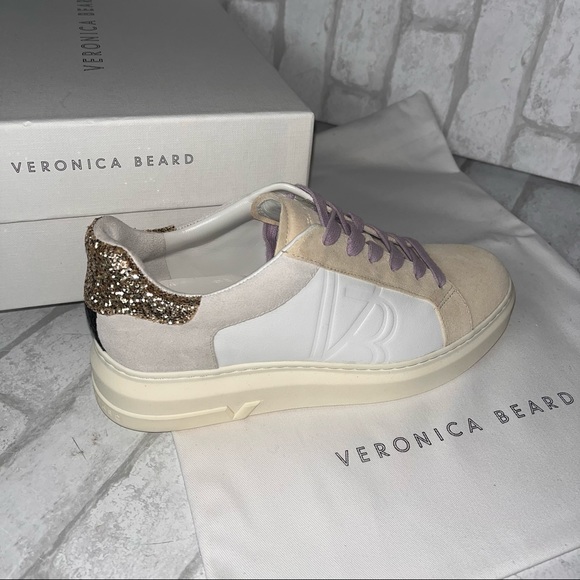 NWT VERONICA BEARD Geri Colorblock Leather & Suede Sneakers size 6.5 - Picture 6 of 13